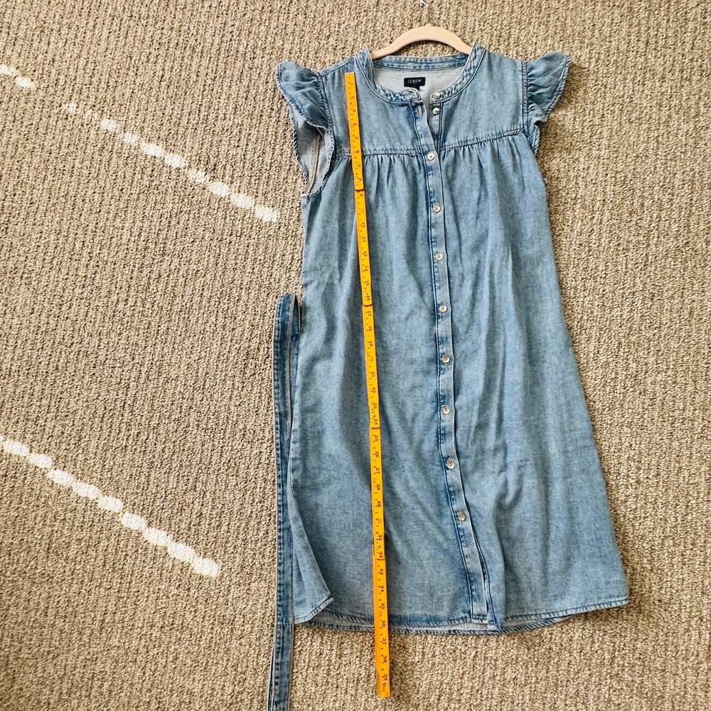 J. Crew Factory Blue Denim Midi Button-Front Dress - Picture 2 of 7